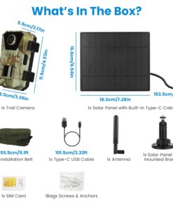 Alternative view of 1Pc 4G 4K 30FPS Solar Trail Camera Outdoor Wildlife Camera Motion Activated IP66 Waterproof With 140 Degree Viewing Angle No Glow Night Vision SIM Card APP Control No WiFi Needed