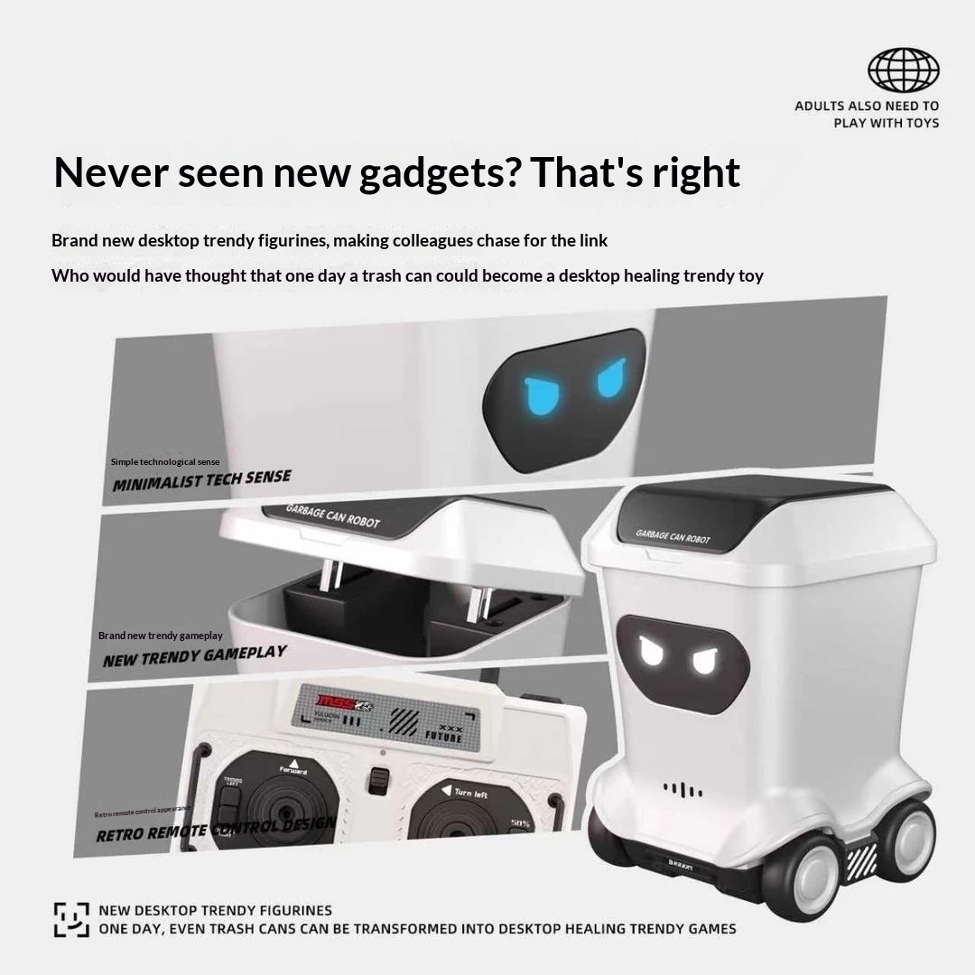 Bureau Mini Vuilnisbakrobot Speelgoed met Afstandsbediening 2 Bureau Mini Vuilnisbakrobot Speelgoed met Afstandsbediening - afbeelding 2