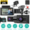 2K Car DVR 3 Channel Dash Cam Camcorder Camera Recorder With 140 Degree Angle GPS WiFi Night Vision G-sensor Loop Recording Parking Monitor