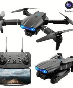 Alternative view of E99 dual-camera aerial photography drone, capable of shooting in high-definition with dual cameras. Equipped with a portable storage bag and a complete set of accessories, it records wonderful moments