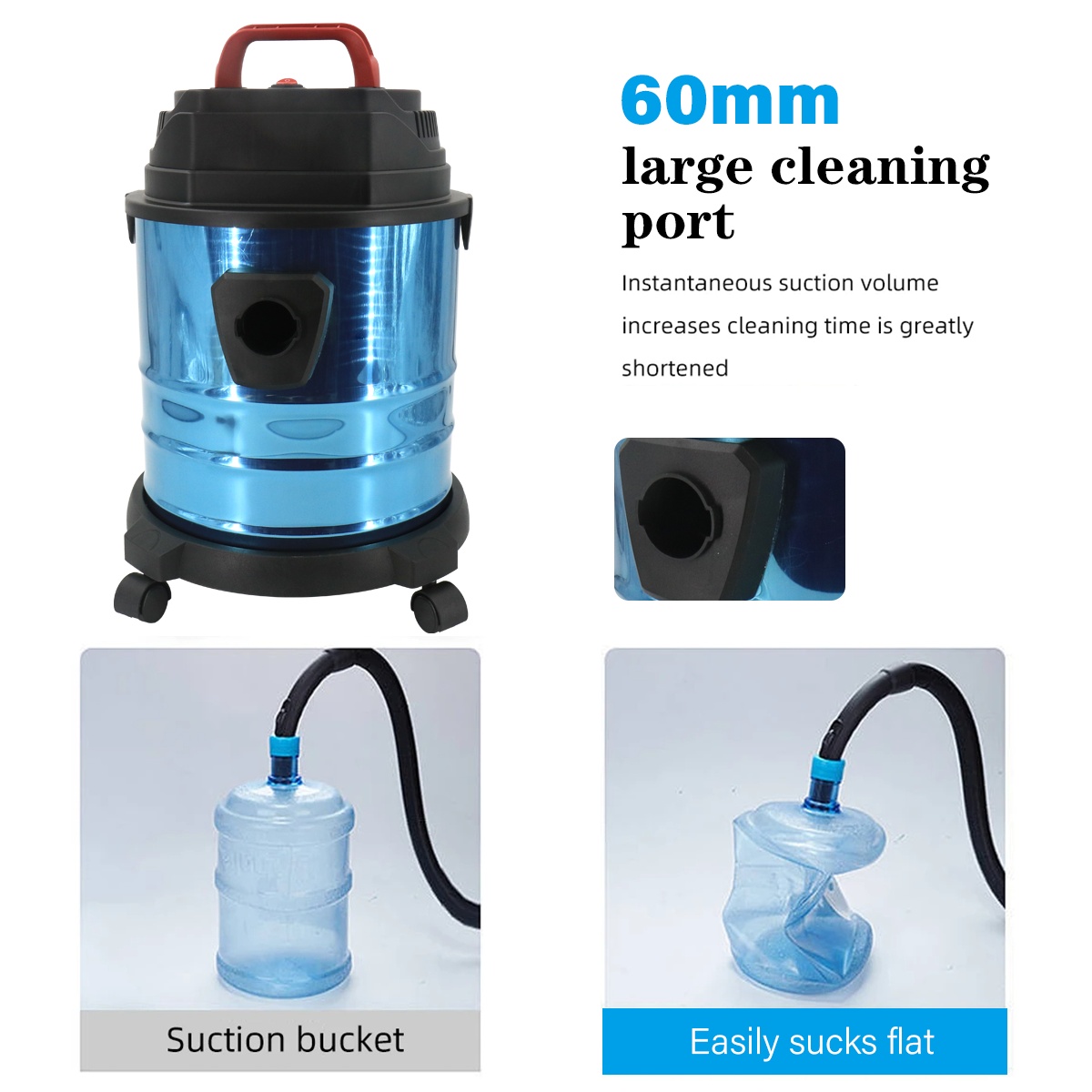 20L Nat- en Droogzuiger 1500W Zware Werkplaatsstofzuiger met Blaasfunctie en Wielen 2 20L Nat- en Droogzuiger 1500W Zware Werkplaatsstofzuiger met Blaasfunctie en Wielen - Afbeelding 2