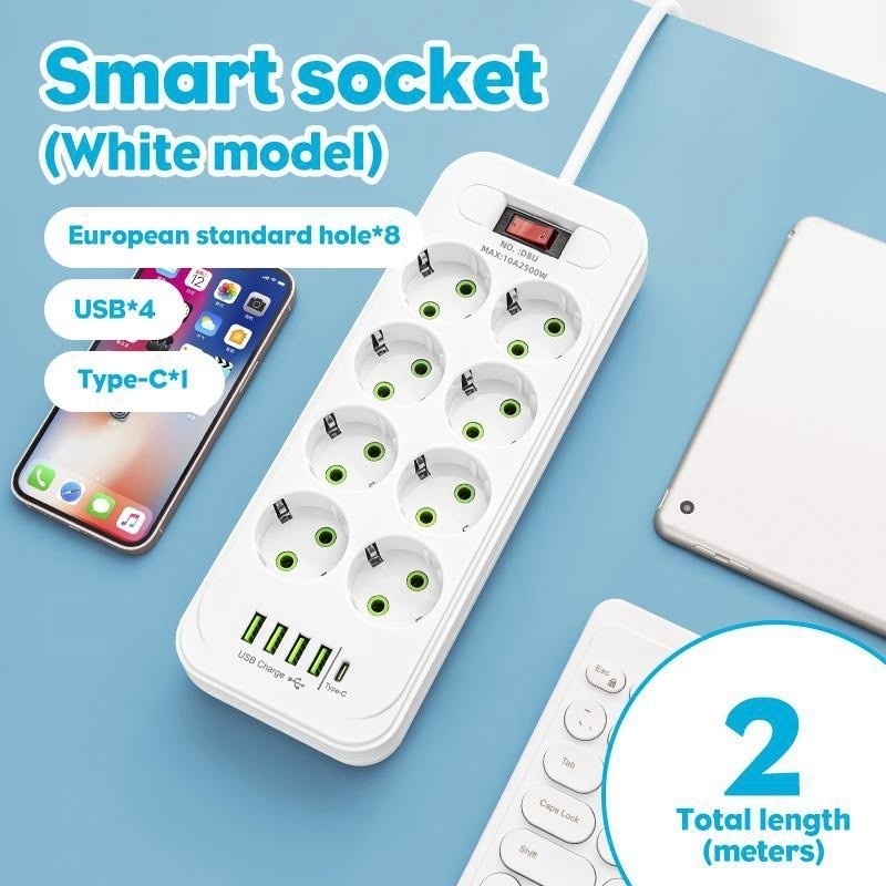 Stekkerdoos 8-Voudig met Type-C en 4 USB-Aansluitingen, EU 4 Stekkerdoos 8-Voudig met Type-C en 4 USB-Aansluitingen, EU - Afbeelding 4