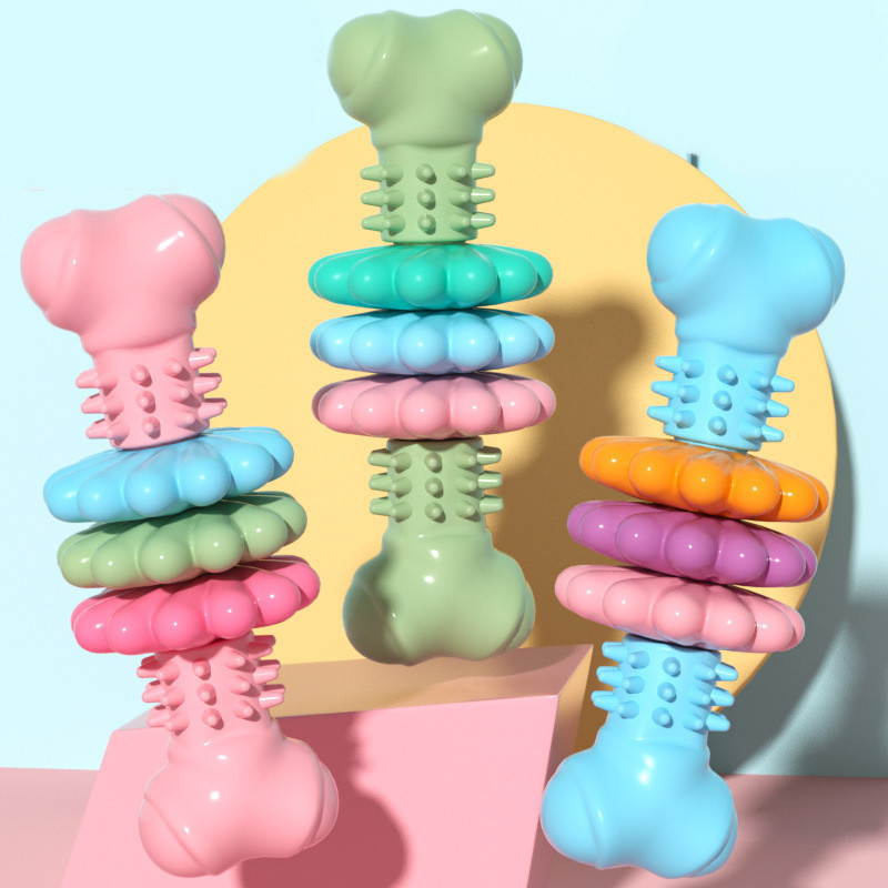 Dog Chew Toy Dog Bone Type Dogs Teeth Cleaning Toys Indestructible TPR Bone Chewing Bite Resistant Teething Toys Pet Products - Afbeelding 2