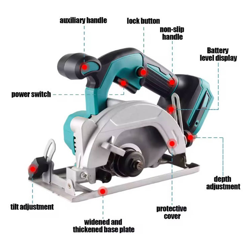 Accu Handcirkelzaag 125mm voor 18V Makita Snoerloze Zaag, Borstelloos 5 Accu Handcirkelzaag 125mm voor 18V Makita Snoerloze Zaag, Borstelloos - Afbeelding 5