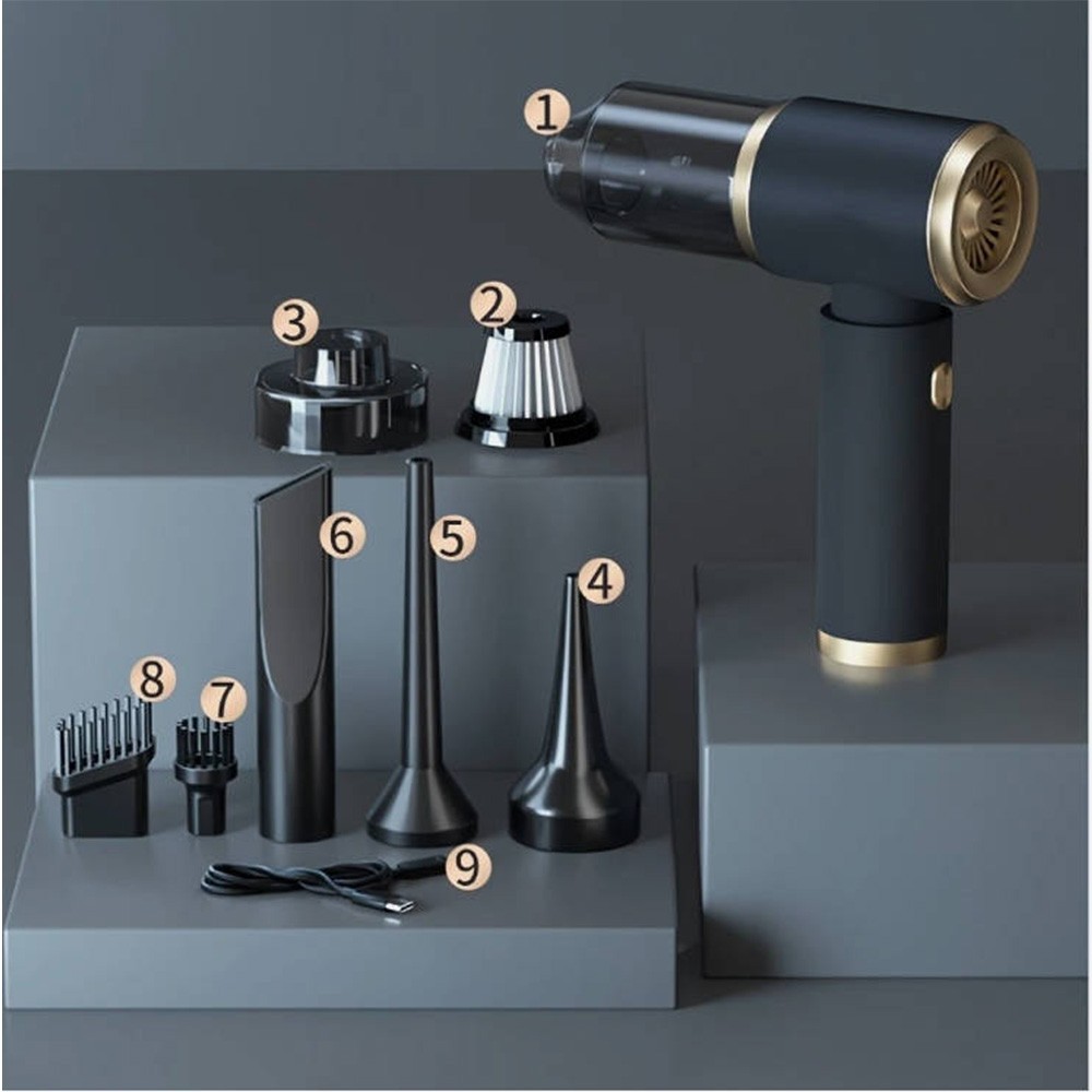 4-in-1 13000Pa Snoerloze Mini Handstofzuiger, Nat en Droog, voor Auto, Kantoor, Thuis 3 4-in-1 13000Pa Snoerloze Mini Handstofzuiger, Nat en Droog, voor Auto, Kantoor, Thuis - Afbeelding 3