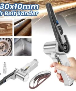 10mm Pneumatic Belt Sander, Lightweight Handheld Air Powered Grinder Polisher With 5 Sanding Belts
