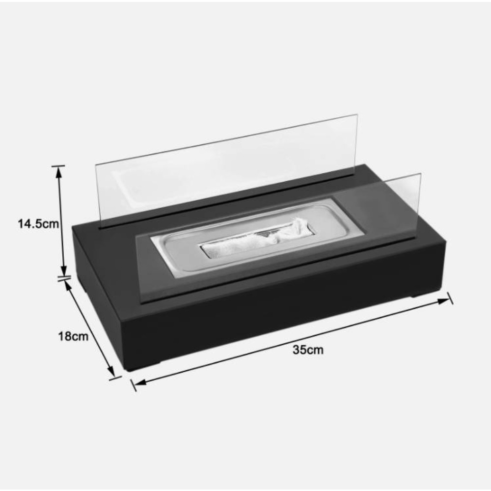Rechthoekige Tafelhaard, Stalen Sfeerhaard, Binnen/Buiten Bio-ethanol Accessoire, Zonder Elektriciteit 3 Rechthoekige Tafelhaard, Stalen Sfeerhaard, Binnen/Buiten Bio-ethanol Accessoire, Zonder Elektriciteit - Afbeelding 3