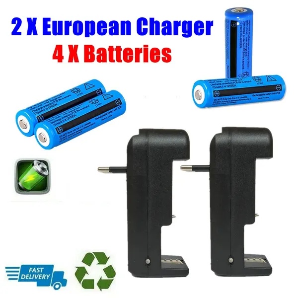 2/4 Stuks 3000mAh 3,7V Accu en Oplader voor Batterijen zoals Zaklampen, Vervanging 2 2/4 Stuks 3000mAh 3,7V Accu en Oplader voor Batterijen zoals Zaklampen, Vervanging - Afbeelding 2