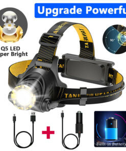 LED Telescopische Hoofdlamp Oplaadbaar met Zoom, Krachtige Zaklamp voor Vissen, Rijden, Camping, 3 Modi