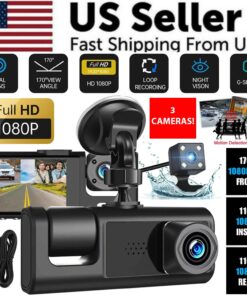 Car Dual Lens Dash Cam HD 1080P Front Rear Inside Video Recorder Camera G-Sensor