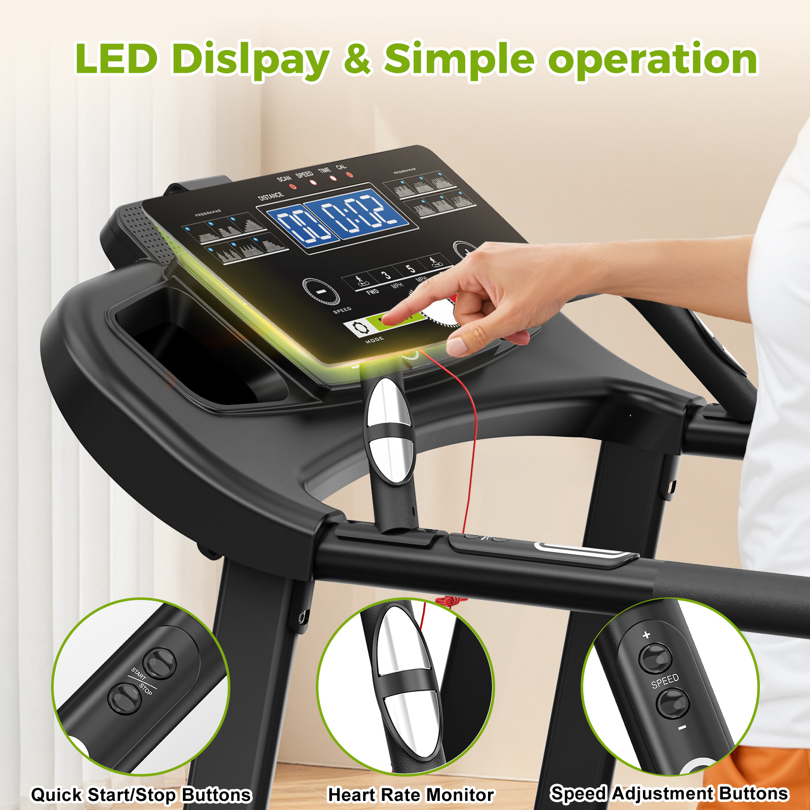 EU Opvouwbare Elektrische Loopband met 2-Voudig Verstelbare Helling - Loopband tot 120kg Belasting, met App-Functie voor Fitness Thuis 3 EU Opvouwbare Elektrische Loopband met 2-Voudig Verstelbare Helling - Loopband tot 120kg Belasting, met App-Functie voor Fitness Thuis - Afbeelding 3