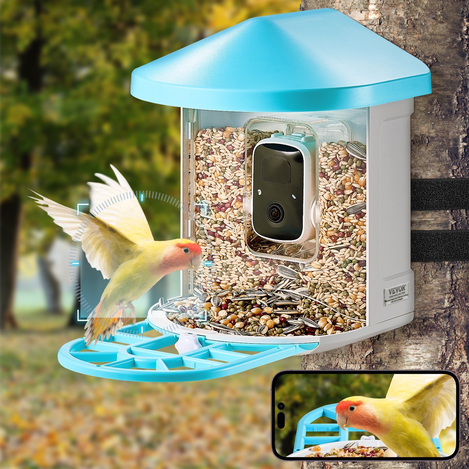 VEVOR Smart Bird Feeder With Camera 2K HD AI Identify Bird Species Auto Capture 18 VEVOR Smart Bird Feeder With Camera 2K HD AI Identify Bird Species Auto Capture - Afbeelding 2