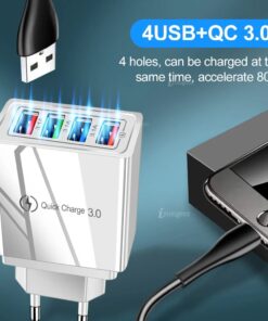 Alternative view of 3.1A USB Charger, 4-port QC 3.0 Mobile Phone Charger Adapter For EU, Suitable For IPhone, Samsung, Xiaomi And Wall Chargers