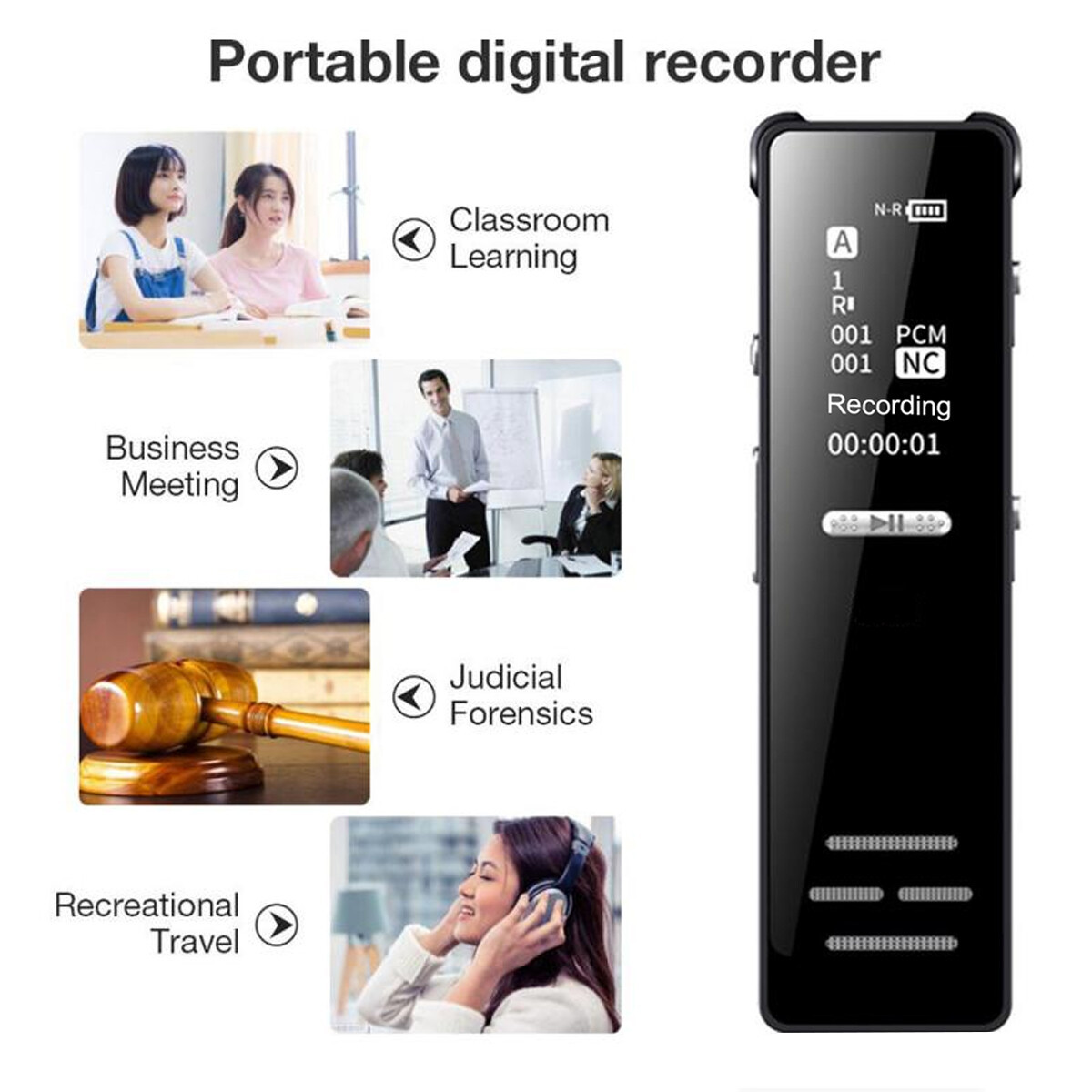 128G Spy Audio Recorder Digital Voice Activated Mini Sound Dictaphone MP3 Player - Image 5
