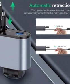 Alternative view of Support pan European shipping--Car USB Cigarette Lighter Fast Charger (120W 4-Port Retractable Cable)