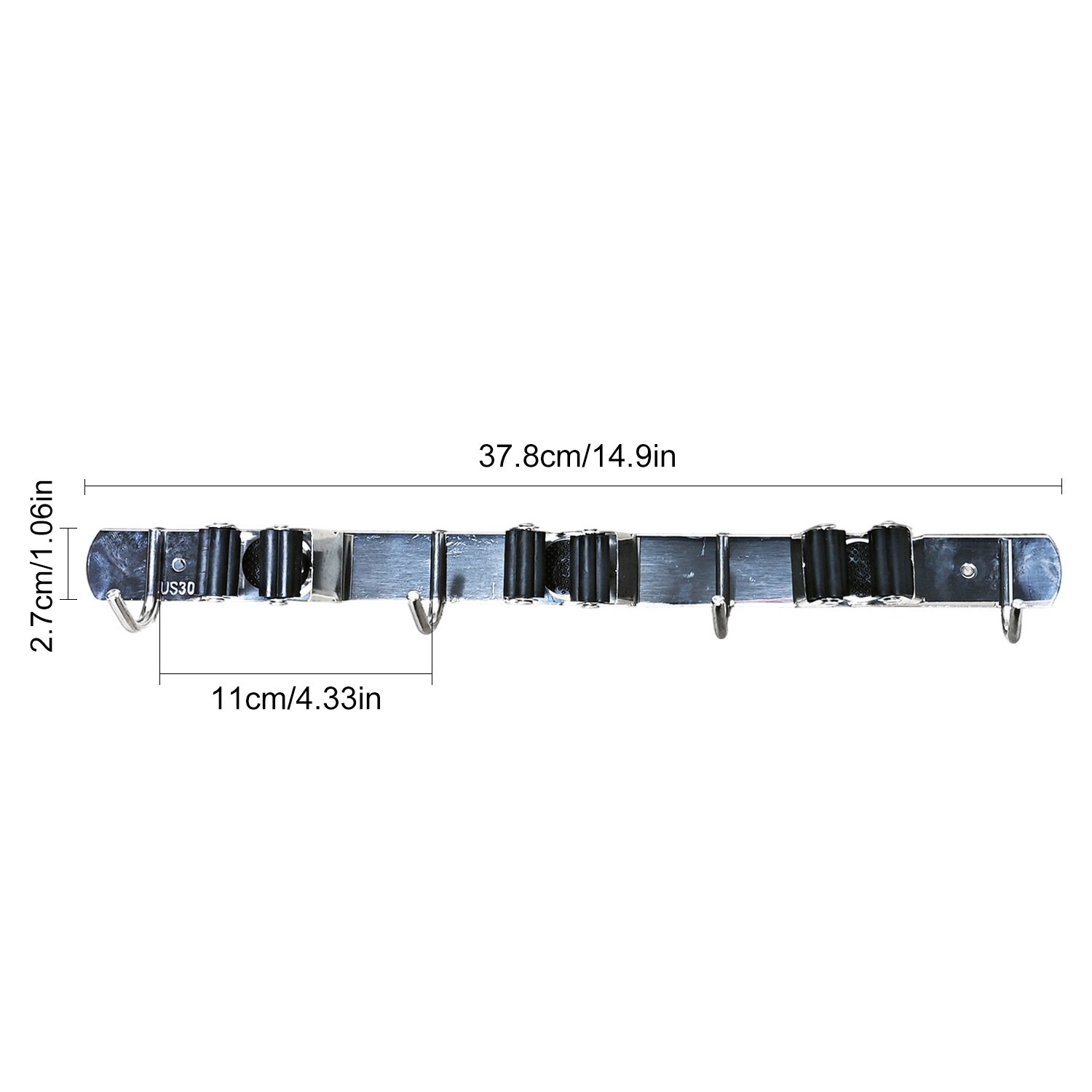 Wandmontage Bezem- en Dweilhouder Organizer, 3 Sleuven 4 Haken, RVS Garageopslag 3 Wandmontage Bezem- en Dweilhouder Organizer, 3 Sleuven 4 Haken, RVS Garageopslag - Afbeelding 3