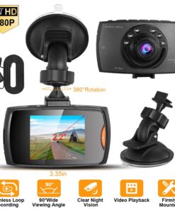 1080P HD Car Dash Cam, 90° Wide Angle Dash Camera with Night Vision, 6 IR Lights, Loop Recording & Video Lock Function, Suction Cup Mount with Long Cable