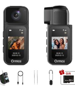 Ormos Mini Action Camera With 180 Degree Rotating Lens - 2.7K Ultra HD Thumb-Sized Camera, Magnetic Mount, WiFi APP Control, Portable Wearable Camera For Outdoor Sports & Daily Vlogging