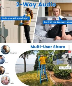Alternative view of 1080P HD 4-Lens Security Camera 360° View WiFi Pan & Tilt Surveillance Camera With Full Color Night Vision Auto Motion Tracking 2-Way Audio Spotlights IP66 Waterproof Max 128G Not Included