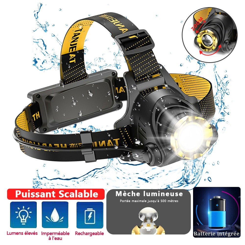 LED Telescopische Hoofdlamp Oplaadbaar met Zoom, Krachtige Zaklamp voor Vissen, Rijden, Camping, 3 Modi 5 LED Telescopische Hoofdlamp Oplaadbaar met Zoom, Krachtige Zaklamp voor Vissen, Rijden, Camping, 3 Modi - Afbeelding 5