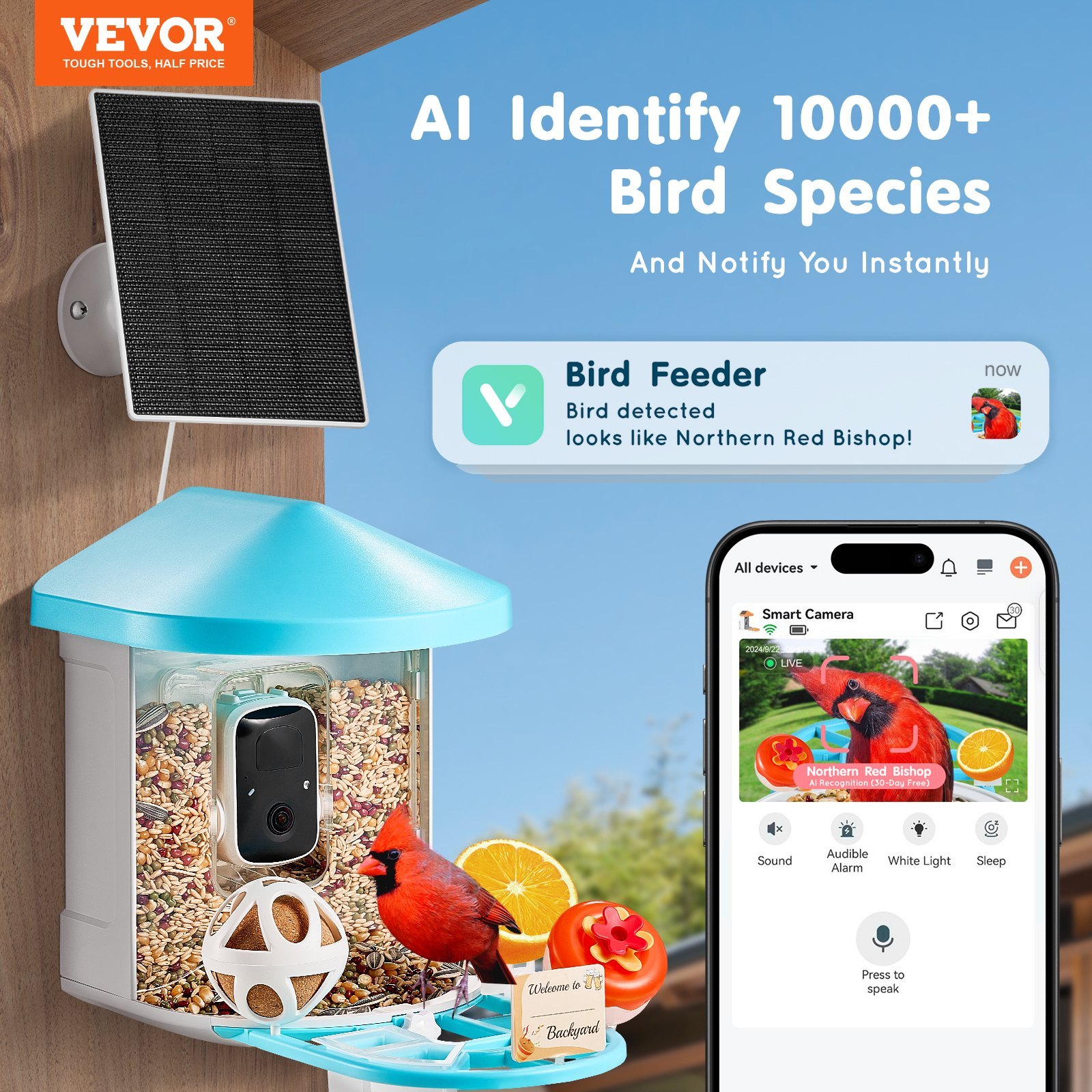 VEVOR Smart Bird Feeder With Camera 2K HD AI Identify Bird Species Auto Capture 17 VEVOR Smart Bird Feeder With Camera 2K HD AI Identify Bird Species Auto Capture