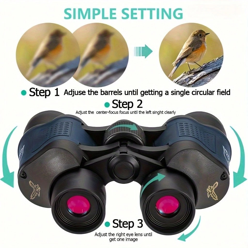 1PC Binoculars 60x60 Binoculars With Night Vision, Binoculars High-Powered Telescope Coordinate Hig 27 1PC Binoculars 60x60 Binoculars With Night Vision, Binoculars High-Powered Telescope Coordinate Hig - Afbeelding 9