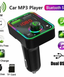 2 Pcs Wireless Car FM Transmitter Mini LED Screen MP3 Bluetooth 5.0 Fast PD Adapter