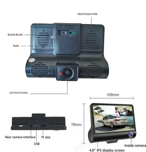 1080P 4 Dual Lens HD Car DVR Rearview Video Dash Cam Recorder Camera G Sensor 1 1080P 4 Dual Lens HD Car DVR Rearview Video Dash Cam Recorder Camera G Sensor