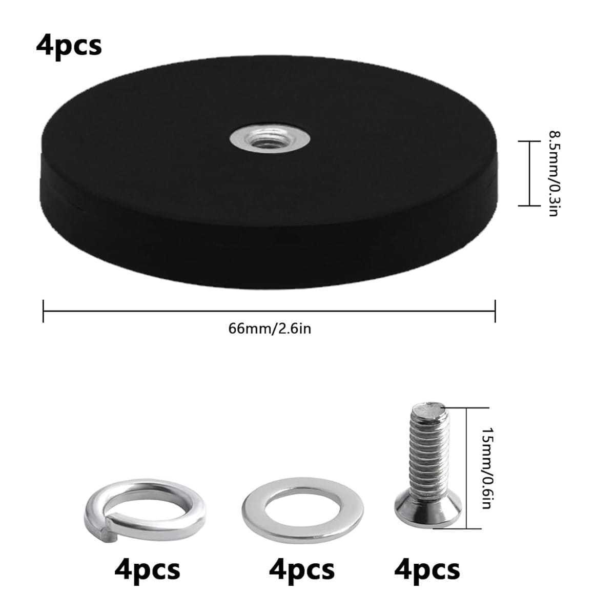 4-Delige Set Rubber-Gecoate Magneten - D66 M6 voor het Veilig Bevestigen van Posters en Notities 3 4-Delige Set Rubber-Gecoate Magneten - D66 M6 voor het Veilig Bevestigen van Posters en Notities - Afbeelding 3