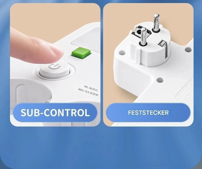 4-Voudige EU Stekkerdoos Multi-Stekker Adapter met USB 5 4-Voudige EU Stekkerdoos Multi-Stekker Adapter met USB - Afbeelding 5