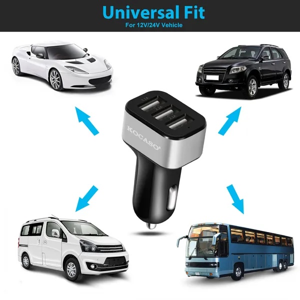 USB Car Charger 30W 5.5A 3 USB Port Cigarette Lighter Charger Adapter 3 USB Car Charger 30W 5.5A 3 USB Port Cigarette Lighter Charger Adapter - Afbeelding 3