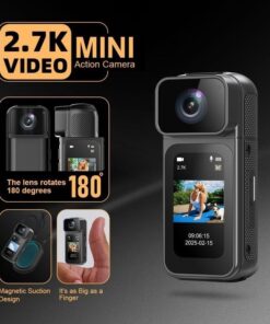 Alternative view of Ormos Mini Action Camera With 180 Degree Rotating Lens - 2.7K Ultra HD Thumb-Sized Camera, Magnetic Mount, WiFi APP Control, Portable Wearable Camera For Outdoor Sports & Daily Vlogging