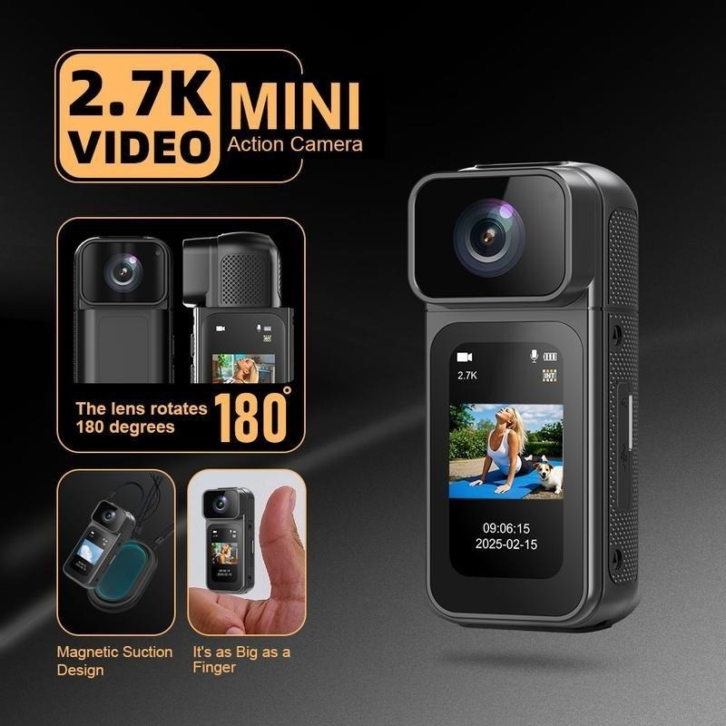 Ormos Mini Action Camera With 180 Degree Rotating Lens - 2.7K Ultra HD Thumb-Sized Camera, Magnetic Mount, WiFi APP Control, Portable Wearable Camera For Outdoor Sports & Daily Vlogging 2 Ormos Mini Action Camera With 180 Degree Rotating Lens - 2.7K Ultra HD Thumb-Sized Camera, Magnetic Mount, WiFi APP Control, Portable Wearable Camera For Outdoor Sports & Daily Vlogging - Afbeelding 2