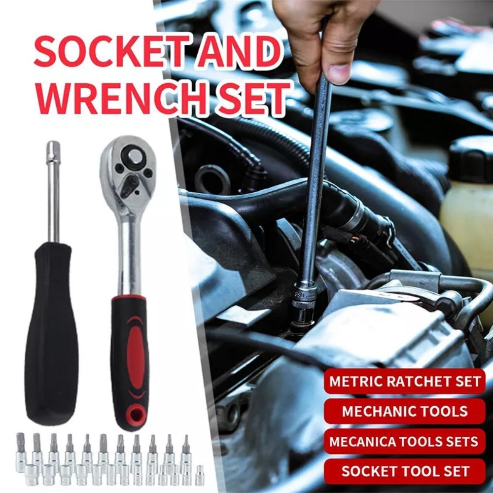 46-Delige 1/4 Ratelsleutel Combinatie Dopsleutelset voor Autoreparatie 8 46-Delige 1/4 Ratelsleutel Combinatie Dopsleutelset voor Autoreparatie - Afbeelding 8