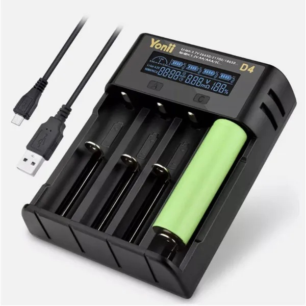 YONII 4-Slots USB LCD Slimme Batterijlader voor NiMH Li-ion SC/F6 AA AAA Batterijen, 2025 1 YONII 4-Slots USB LCD Slimme Batterijlader voor NiMH Li-ion SC/F6 AA AAA Batterijen, 2025