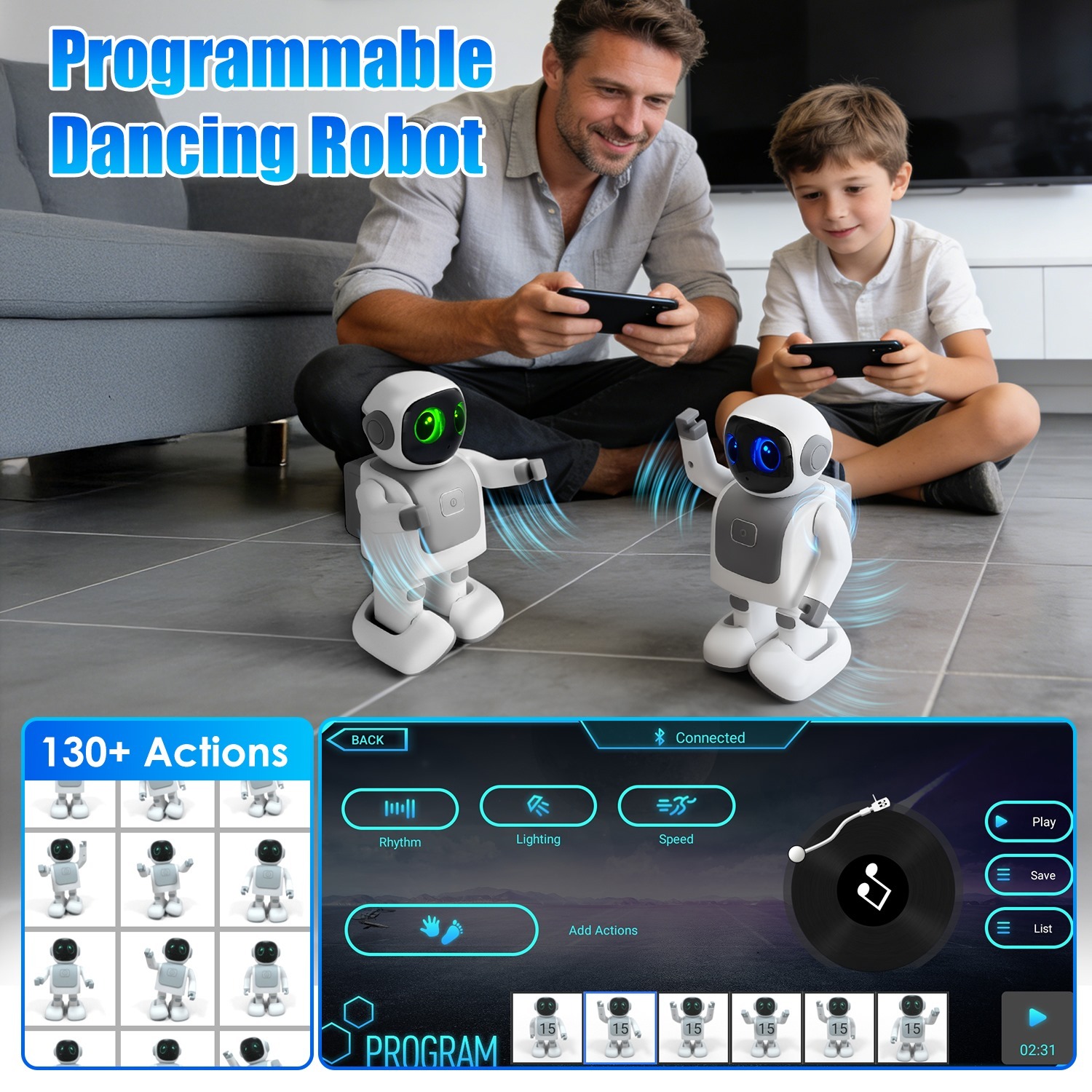 AI Dansende Robot Speelgoed - Slimme Interactieve Leer- en Entertainmentrobot voor Kinderen met Bluetooth Muziek, Programmeerbare Bewegingen en Spraakassistent 7 AI Dansende Robot Speelgoed - Slimme Interactieve Leer- en Entertainmentrobot voor Kinderen met Bluetooth Muziek, Programmeerbare Bewegingen en Spraakassistent - afbeelding 7