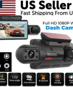 1080P Dual Lens Car DVR Dash Cam Video Recorder G-Sensor Front And Inside Camera