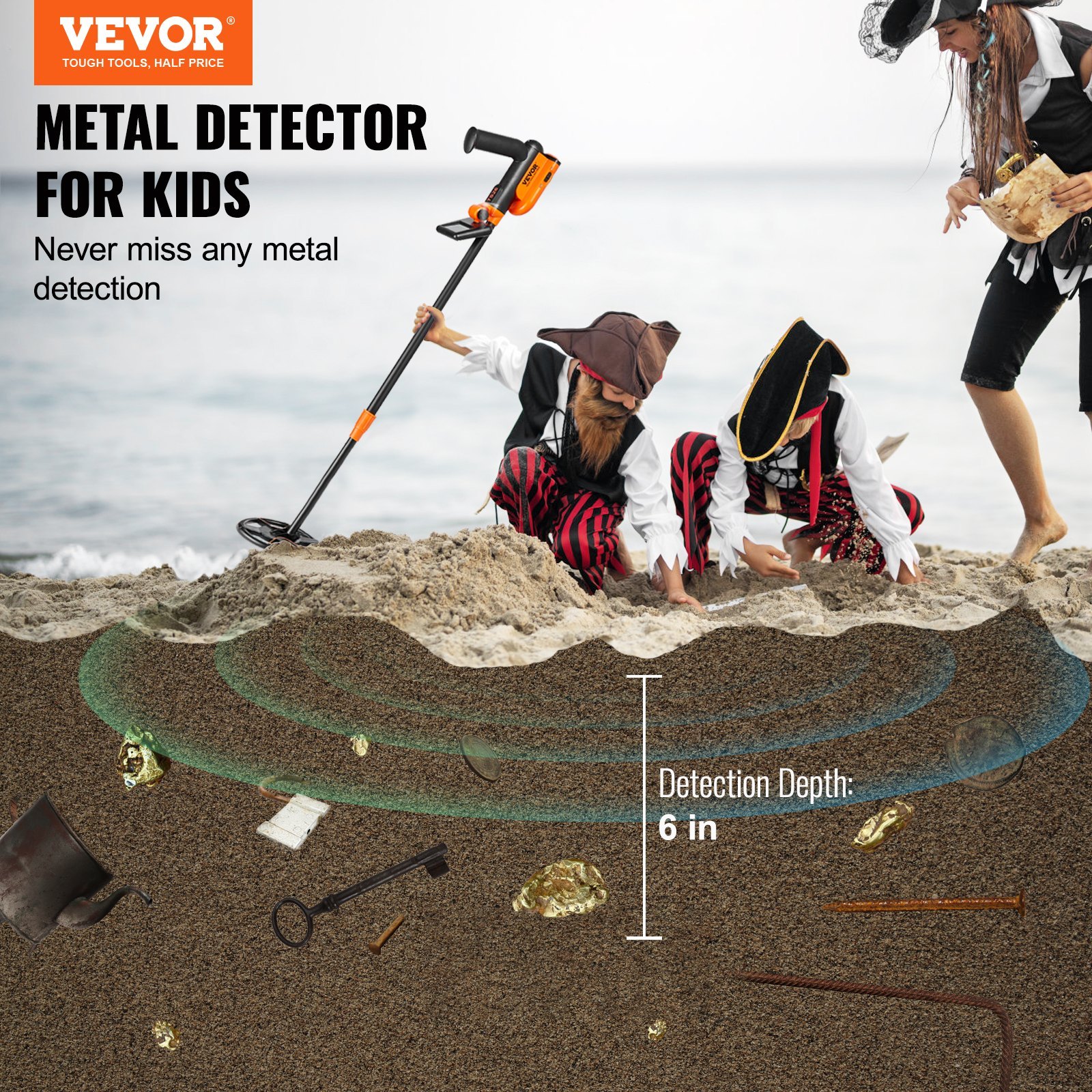 Metaaldetector Kit voor Kinderen, Multifunctionele Professionele Detector met 2 Modi, Metaalzoeker, Waterdichte 15,2cm Spoel voor Grotere Diepte, met Schepje en Draagtas 5 Metaaldetector Kit voor Kinderen, Multifunctionele Professionele Detector met 2 Modi, Metaalzoeker, Waterdichte 15,2cm Spoel voor Grotere Diepte, met Schepje en Draagtas - Afbeelding 5