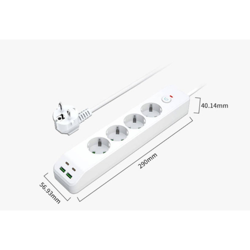 Stekkerdoos Multi-Outlet 4-Voudig met 2 USB-A en 2 USB-C 4 Stekkerdoos Multi-Outlet 4-Voudig met 2 USB-A en 2 USB-C - Afbeelding 4