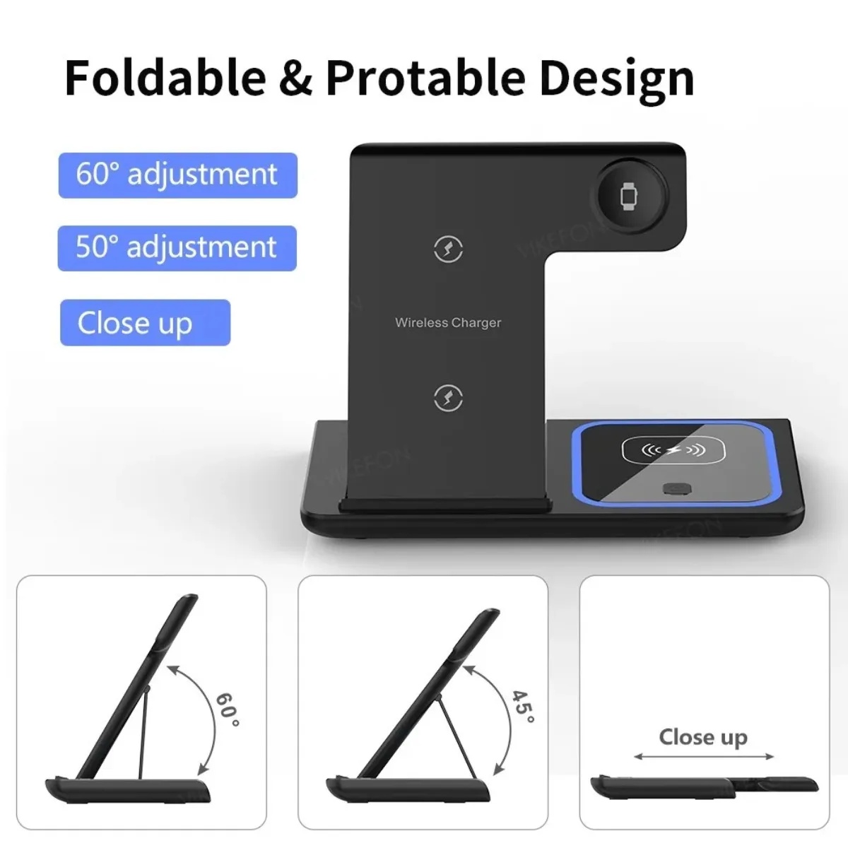 3-in-1 Draadloze Reis Oplaadstandaard voor iPhone, Apple Watch, AirPods, Opvouwbaar Snellaadstation 10 3-in-1 Draadloze Reis Oplaadstandaard voor iPhone, Apple Watch, AirPods, Opvouwbaar Snellaadstation - Afbeelding 10