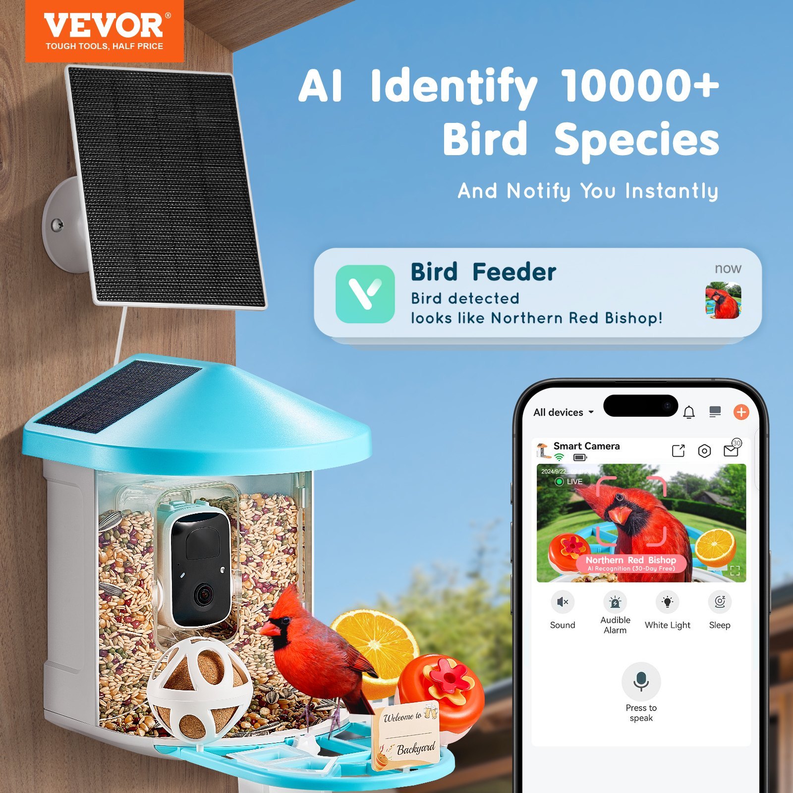 Smart Bird Feeder With Camera AI Identify 10000+ Bird Specie Solar-Powered 3 Smart Bird Feeder With Camera AI Identify 10000+ Bird Specie Solar-Powered - Afbeelding 3