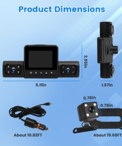 Alternative view of 1Pc 360 Degree View FHD 4 Channel Dash Cam 1080P Front 480P Rear Left Right Inside Dash Camera With IR Night Vision Loop Recording Motion Detection Free 32GB MMC Card