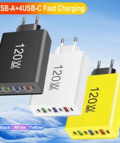 USB-C Charger, 120W Total Output, Fast Charging Function With Multiple Ports, Type-C Interface, Compatible With IPhone, Samsung, Huawei And Other Mobile Phones, European Standard Plug