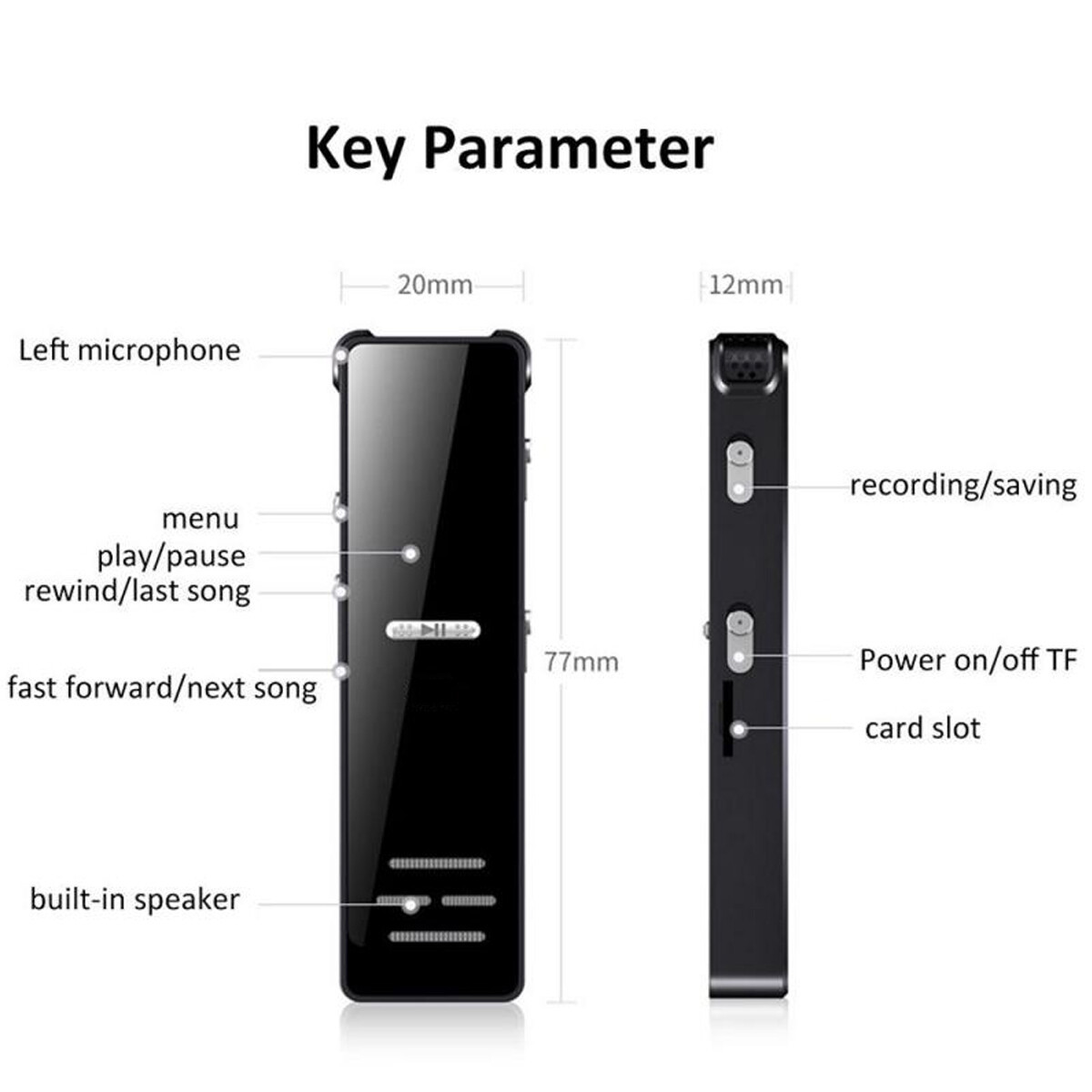 128G Spy Audio Recorder Digital Voice Activated Mini Sound Dictaphone MP3 Player - Image 7