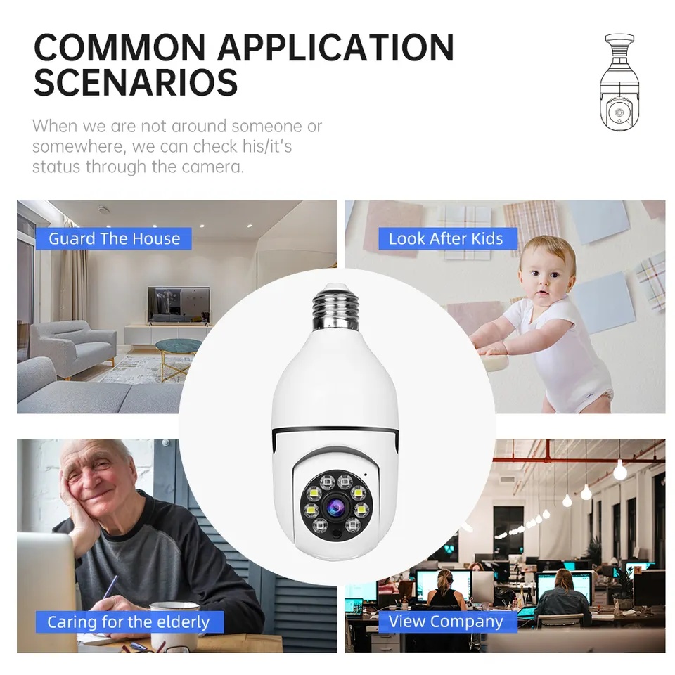 1080P Smart Home Security PTZ Camera Wireless Lights 360 Degree Surveillance Remote View CCTV Security WIFI Light Bulb Camera 2 1080P Smart Home Security PTZ Camera Wireless Lights 360 Degree Surveillance Remote View CCTV Security WIFI Light Bulb Camera - Afbeelding 2