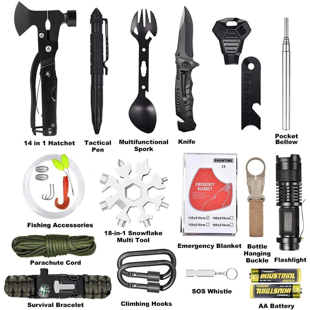 Noodoverlevingsset 30-in-1, Professionele Survival Uitrusting met EHBO voor SOS, Wandelen, Jagen, Camping 6 Noodoverlevingsset 30-in-1, Professionele Survival Uitrusting met EHBO voor SOS, Wandelen, Jagen, Camping - Afbeelding 6