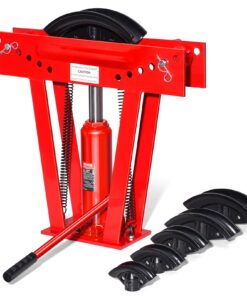 Hydraulische Buisbuigmachine, 12 Ton Buisbuiger met 6 Matrijzen (1/2, 3/4, 1, 1-1/4, 1-1/2, 2 inch), 90-180 graden Buisbuigapparaat met Verstelbare Rollen voor het Buigen van Diverse Metaalsoorten