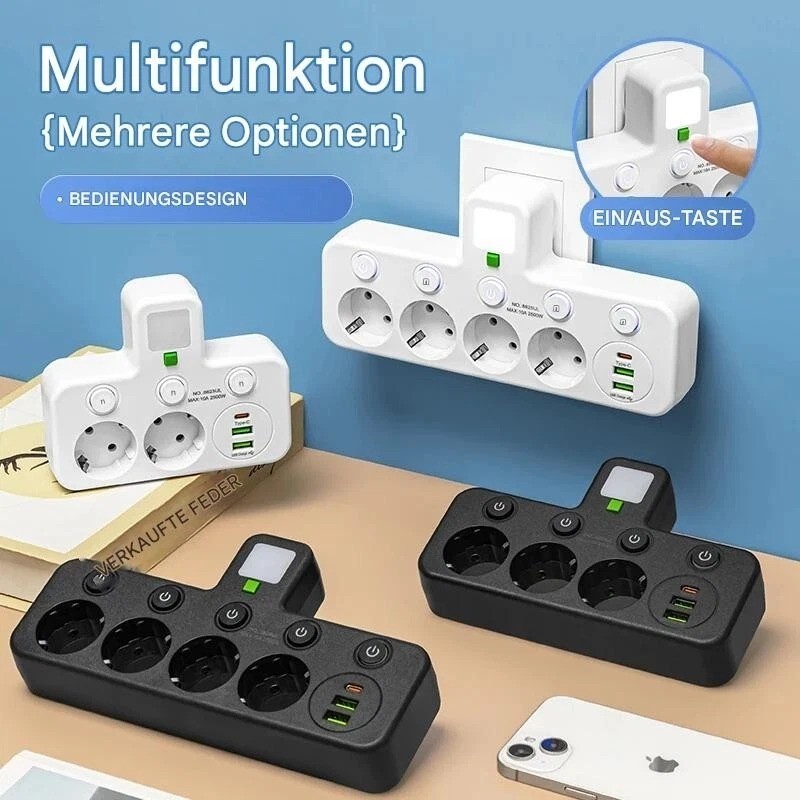 4-Voudige EU Stekkerdoos Multi-Stekker Adapter met USB 4 4-Voudige EU Stekkerdoos Multi-Stekker Adapter met USB - Afbeelding 4