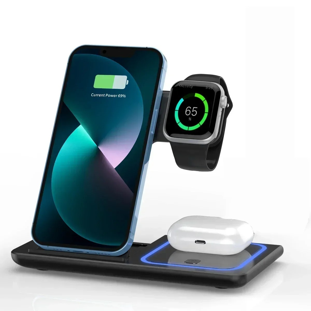 3-in-1 Draadloze Reis Oplaadstandaard voor iPhone, Apple Watch, AirPods, Opvouwbaar Snellaadstation 2 3-in-1 Draadloze Reis Oplaadstandaard voor iPhone, Apple Watch, AirPods, Opvouwbaar Snellaadstation - Afbeelding 2