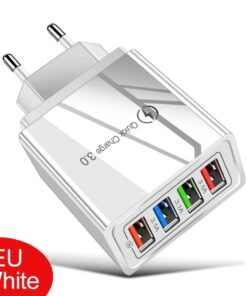 3.1A USB Charger, 4-port QC 3.0 Mobile Phone Charger Adapter For EU, Suitable For IPhone, Samsung, Xiaomi And Wall Chargers